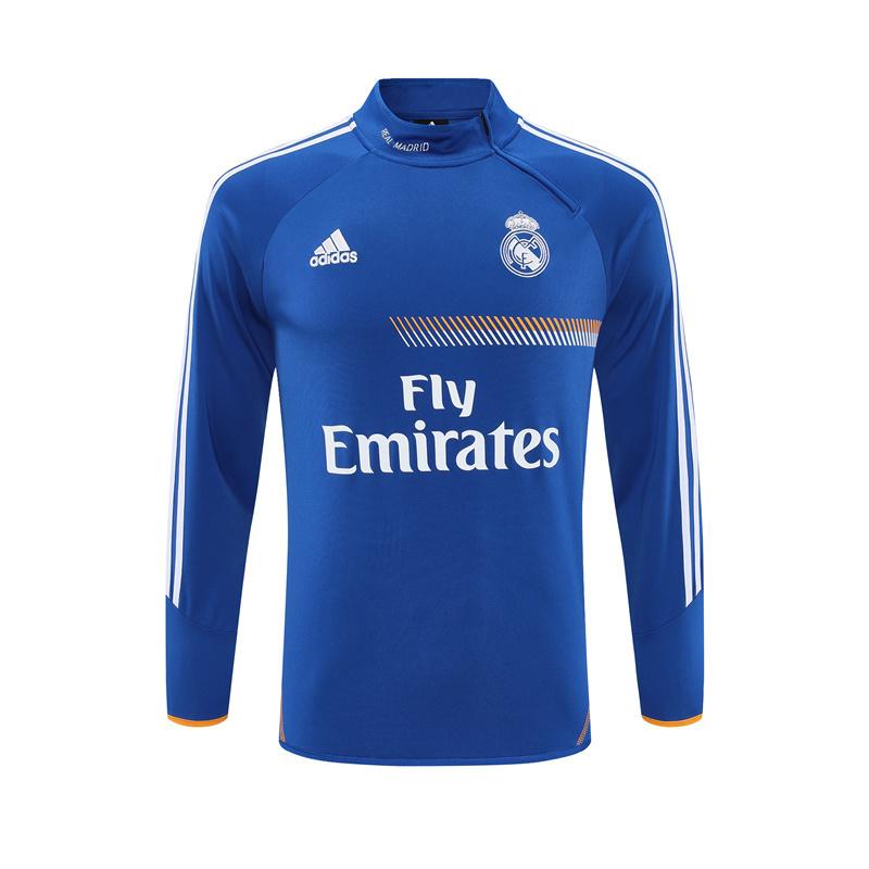 Retro 13/14 Real Madrid Color Blue Half Zipper Jacket+Long Pants