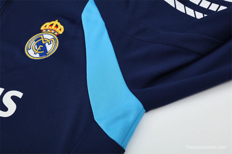 Retro 05/06 Real Madrid Royal Blue Half Zipper Jacket+Long Pants