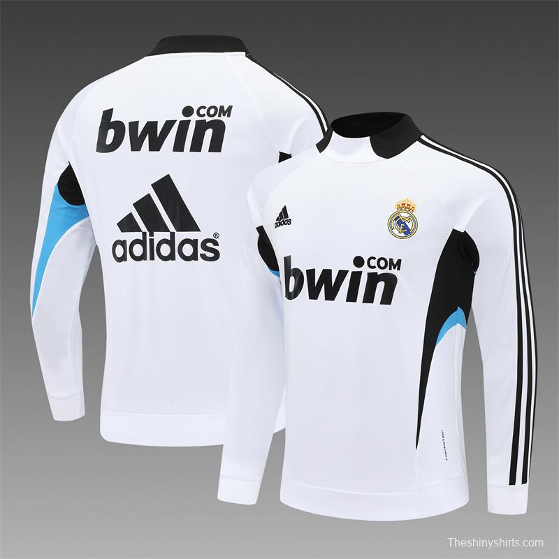 Retro 08/09 Real Madrid White Half Zipper Jacket+Long Pants