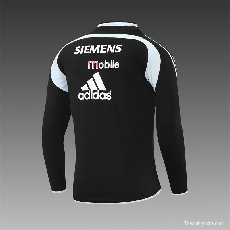 Retro 04/05 Real Madrid Black Half Zipper Jacket+Long Pants