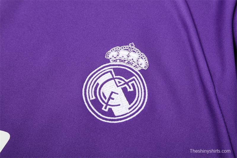 Retro 16/17 Real Madrid Purple Half Zipper Jacket+Long Pants
