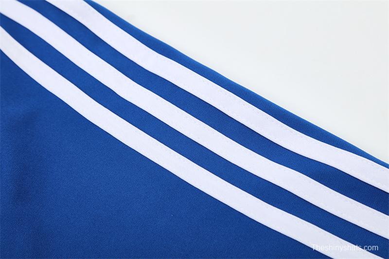 Retro 13/14 Real Madrid Color Blue Half Zipper Jacket+Long Pants