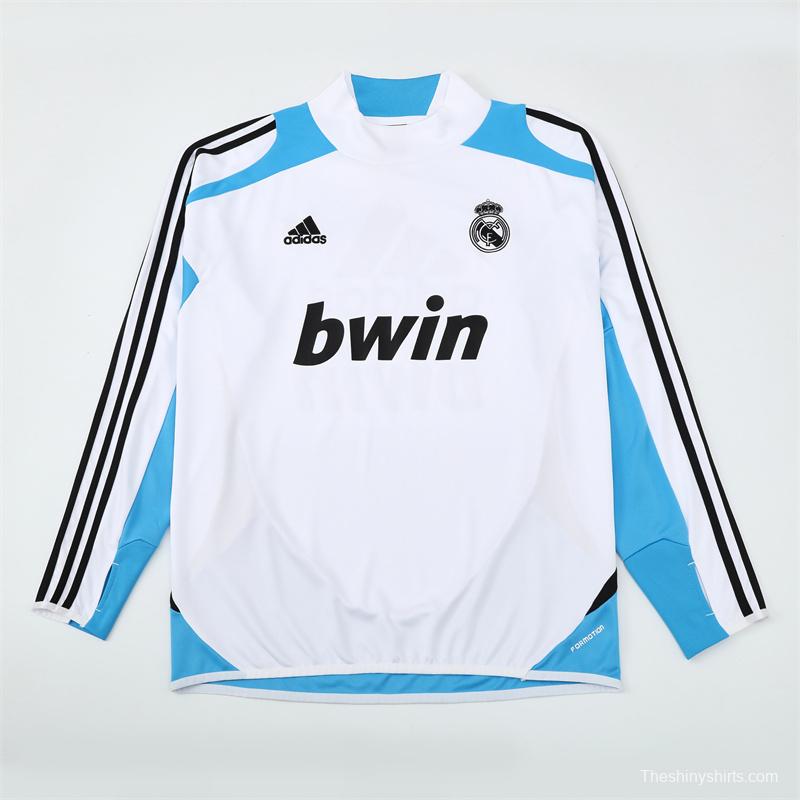 Retro 12/13 Real Madrid White/Blue Half Zipper Jacket+Long Pants