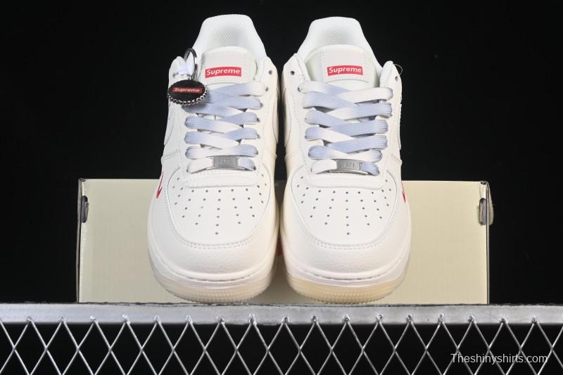 Nike Air Force 1 '07 Low Supreme Collaboration Beige Grey Crystal Sole Casual Sneakers - XX3168-178