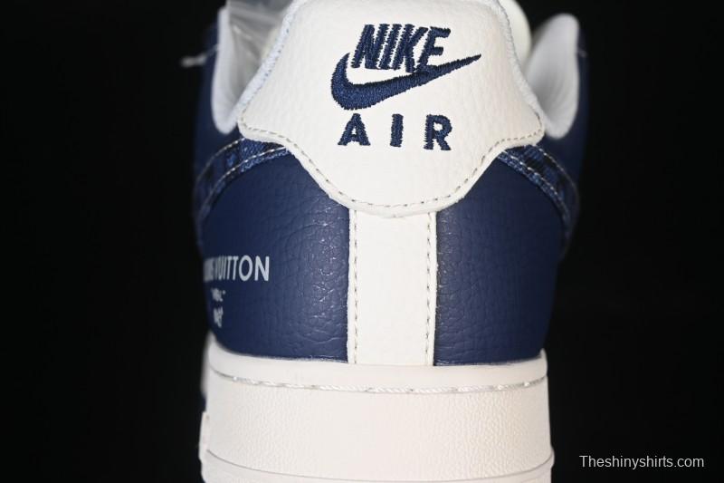Nike Air Force 1 '07 Low LV Collaboration Navy Blue Cashew Flower Casual Sneakers - JP8028-009