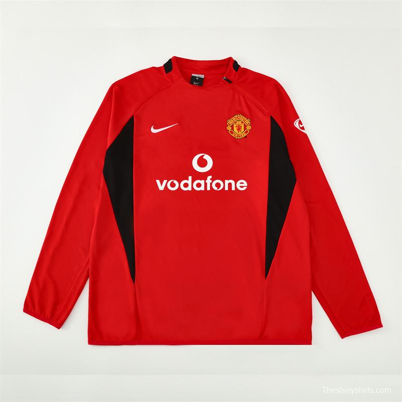 Retro 02/03 Manchester United Red Half Zipper Jacket+Long Pants