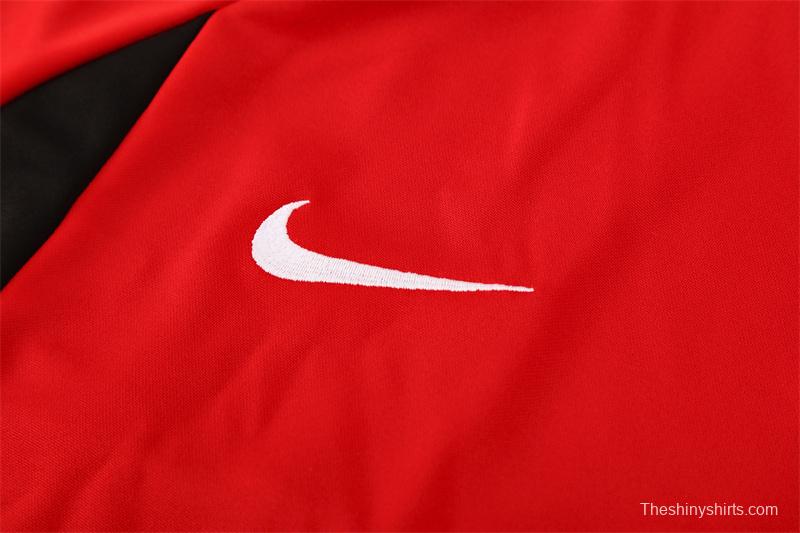 Retro 02/03 Manchester United Red Half Zipper Jacket+Long Pants