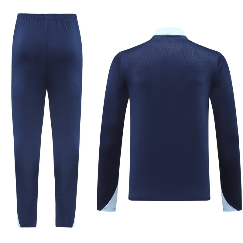 2025 France Royal Blue Half Zipper Jacket+Long Pants