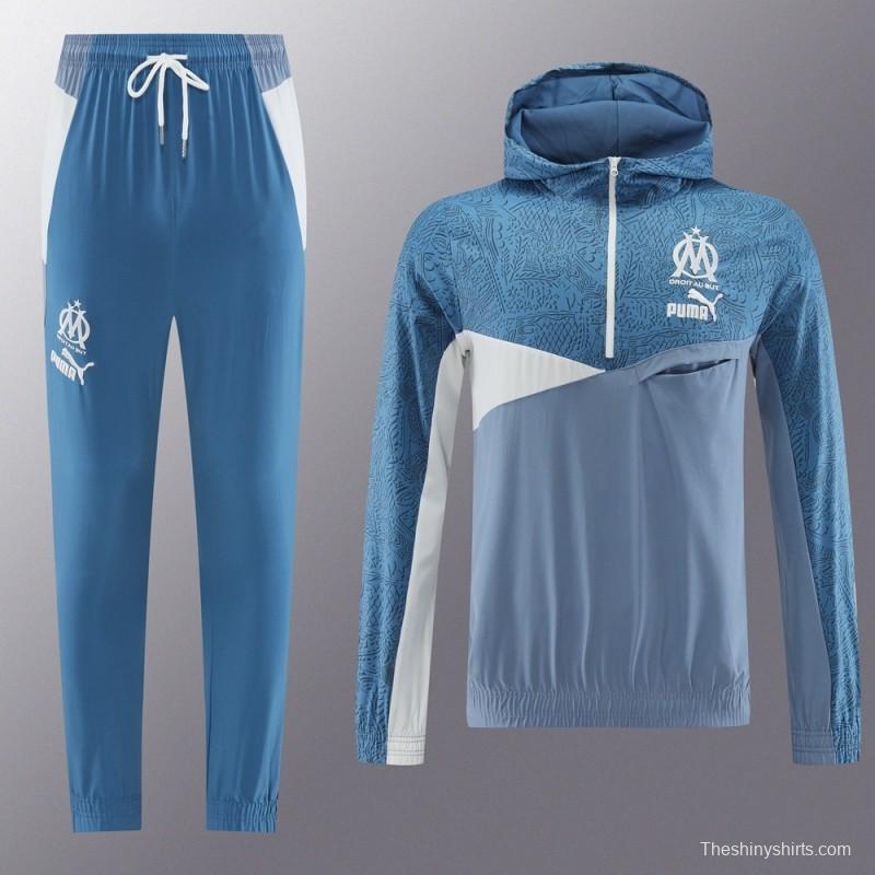 25/26 Olympique Marseille Half Zipper Jacket+Long Pants S-2XL