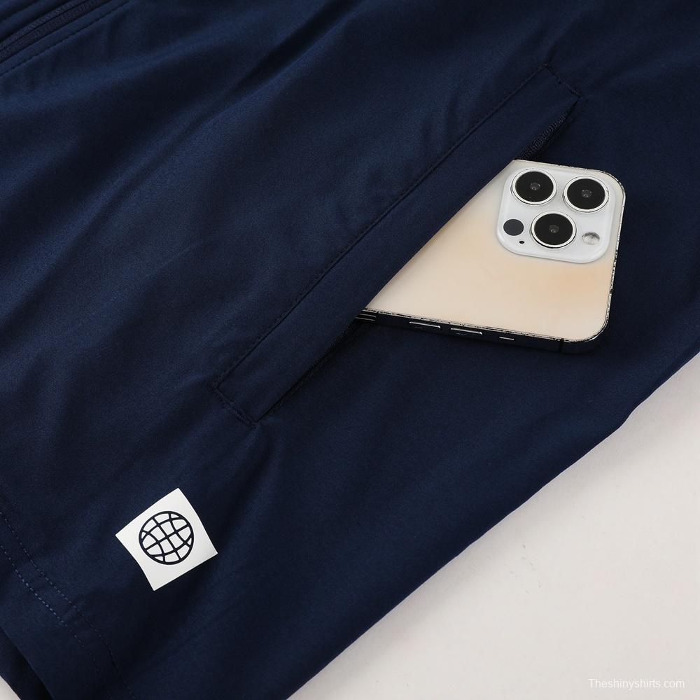 2025 Adidas Royal Blue Half Zipper Jacket+Long Pants S-2XL