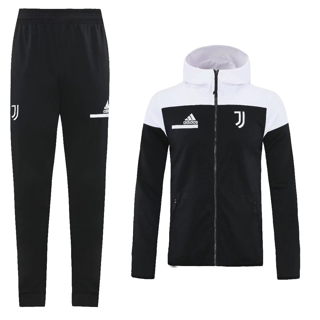 25/26 Juventus Hoodie White/Black Full Zipper Jacket +Long Pants