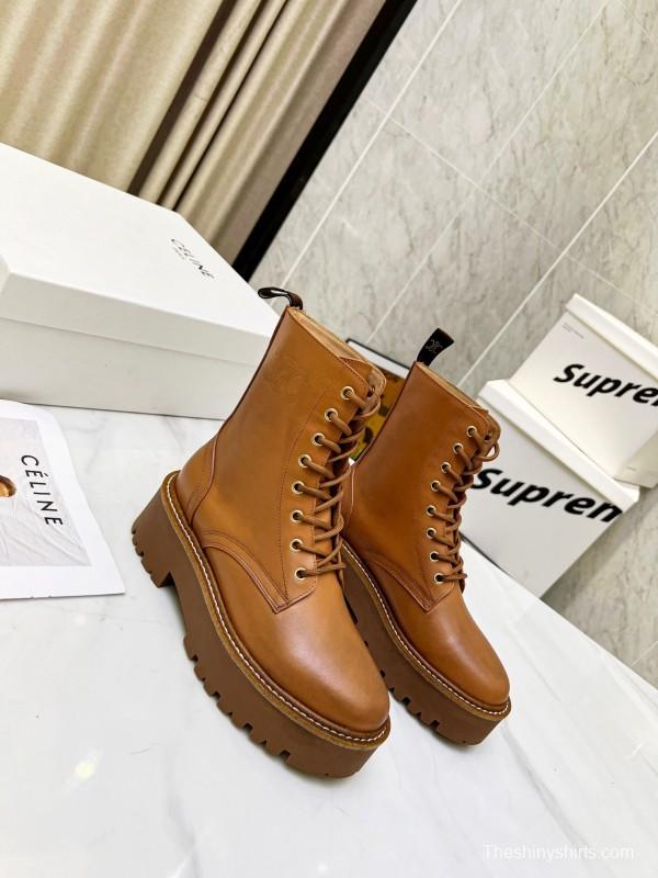 CELINE Triomphe Thin Strap Platform Ankle Boots - L Y00320