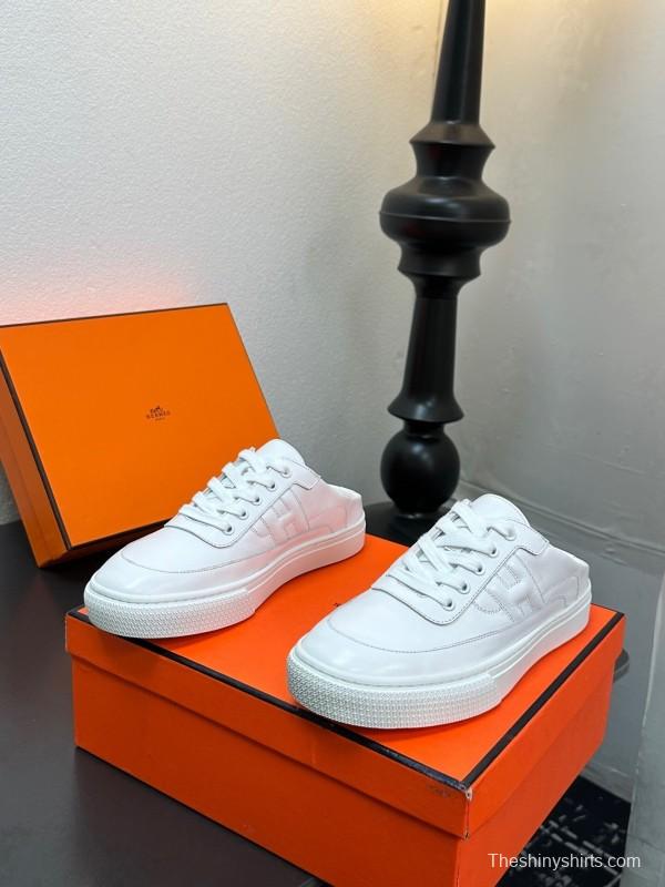 Hermès Deep Series Couple White Sneakers Casual Skate Shoes - AS00320