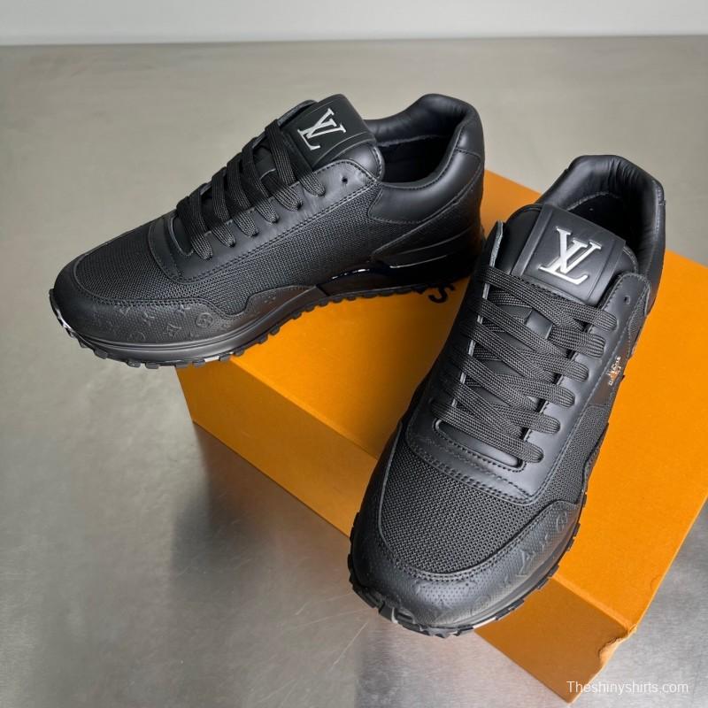 Louis Vuitton 2025 SS Run Away Calfskin Leather Round Toe Lace-Up Low Top Casual Lifestyle Shoes for Men - YC