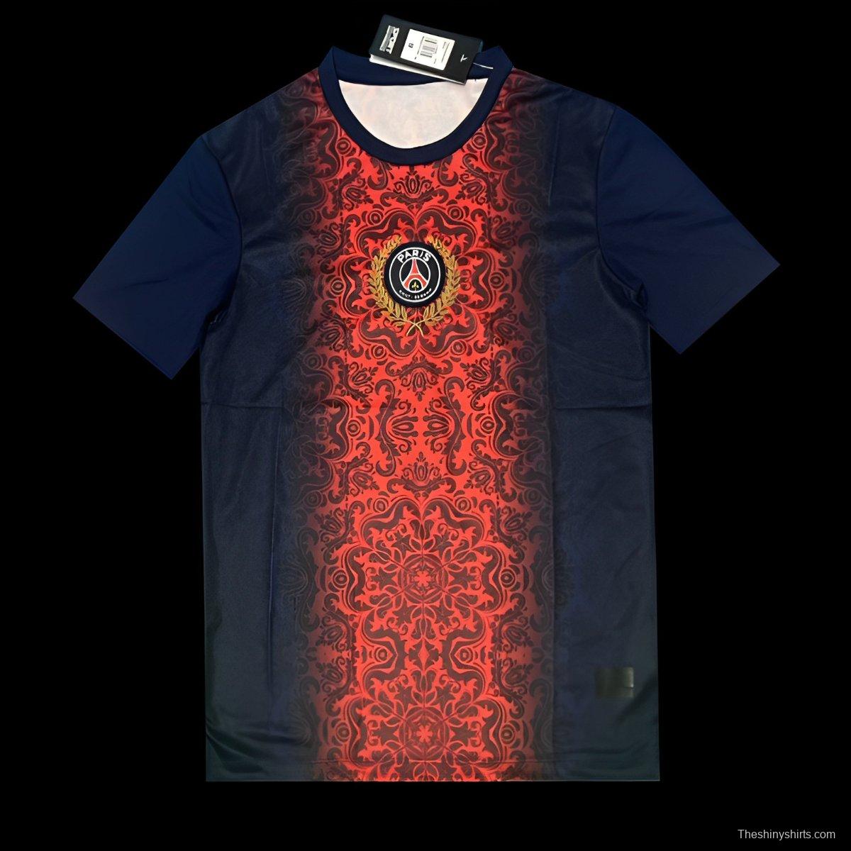 25/26 Paris Saint-Germain Navy with Red Ornate Pattern Jersey