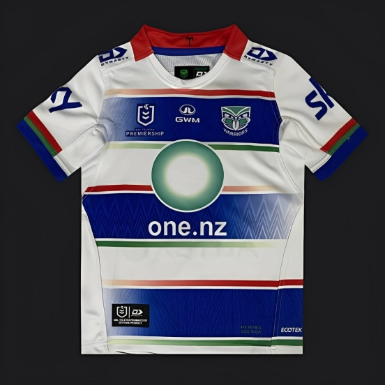 25/26 Kids New Zealand Warriors White with Rainbow Stripes Jersey